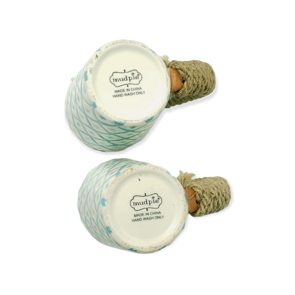 Mud pie jute rope wound handle mug x 2 - Picture 4 of 4